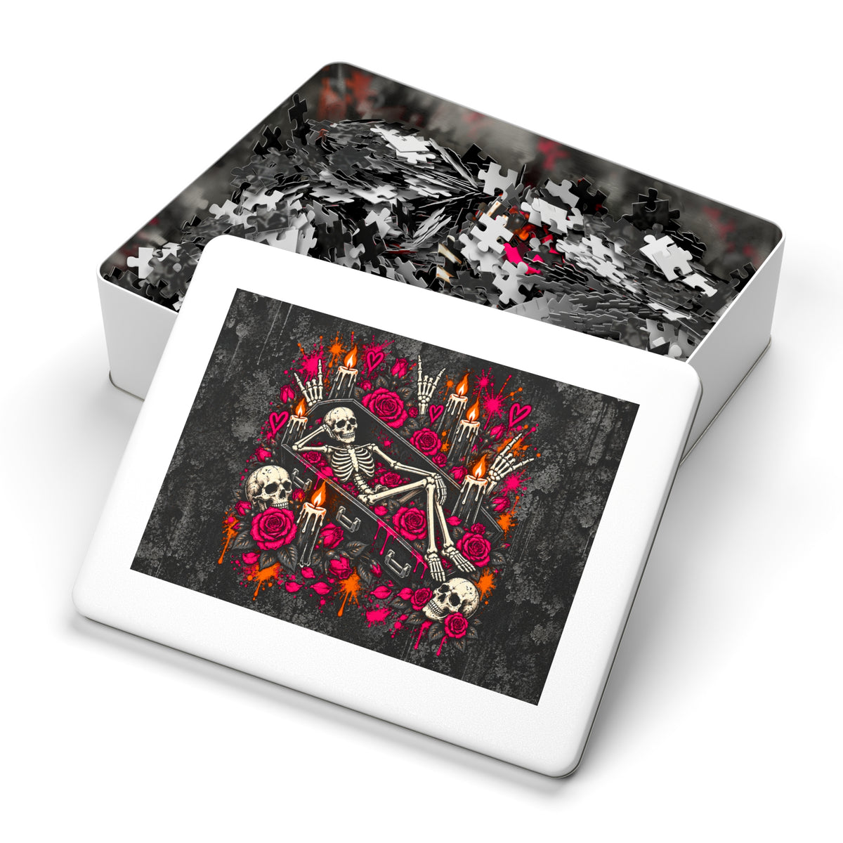 Dead & Unbothered Halloween Jigsaw Puzzle | Gothic Skeleton Statement Puzzle by Subbin4Sanity