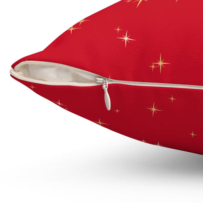 Christmas red Pillowcase & Pillow Insert with star pattern "merry chritmas yall"