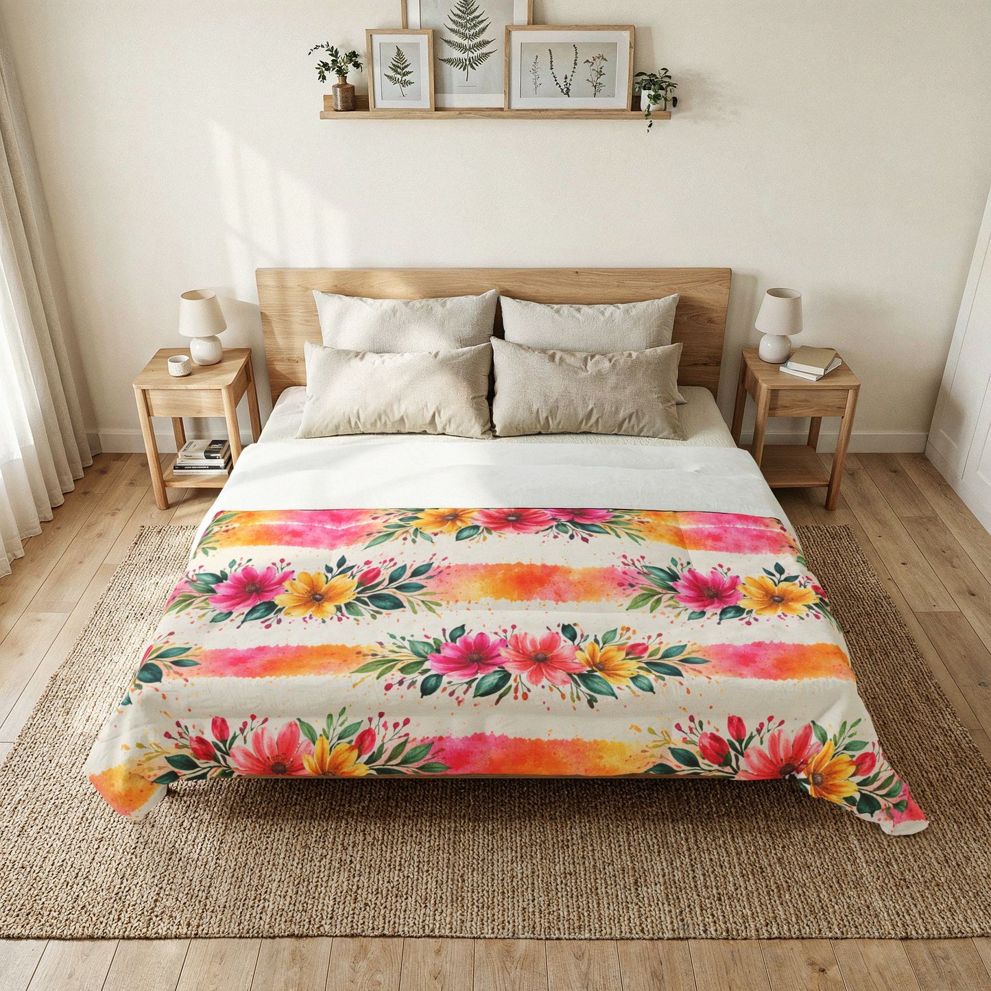 Wildflower Garden Stripe Pattern – Splatter Bloom Collection – Comforter