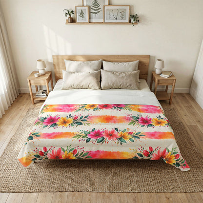 Wildflower Garden Stripe Pattern – Splatter Bloom Collection – Comforter