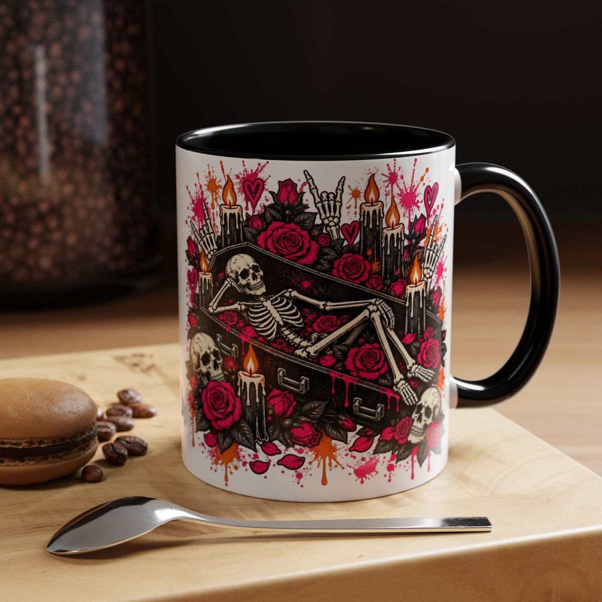 Dead & Unbothered Coffee Mug | Gothic Skeleton Ceramic Mug by Subbin4Sanity