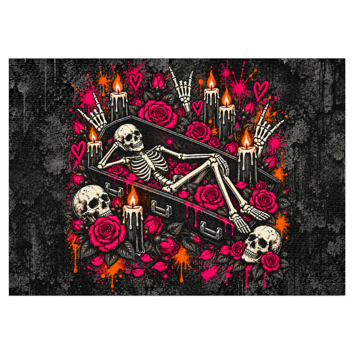 Dead & Unbothered Halloween Jigsaw Puzzle | Gothic Skeleton Statement Puzzle by Subbin4Sanity