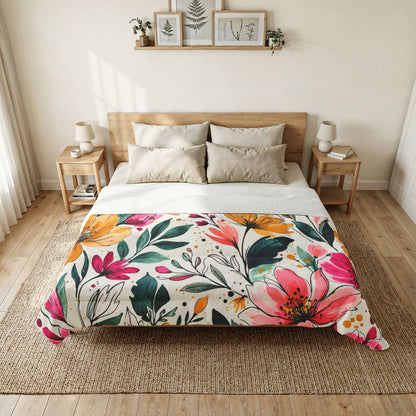 Wildflower Garden Stripe Pattern – Splatter Bloom Collection – Comforter