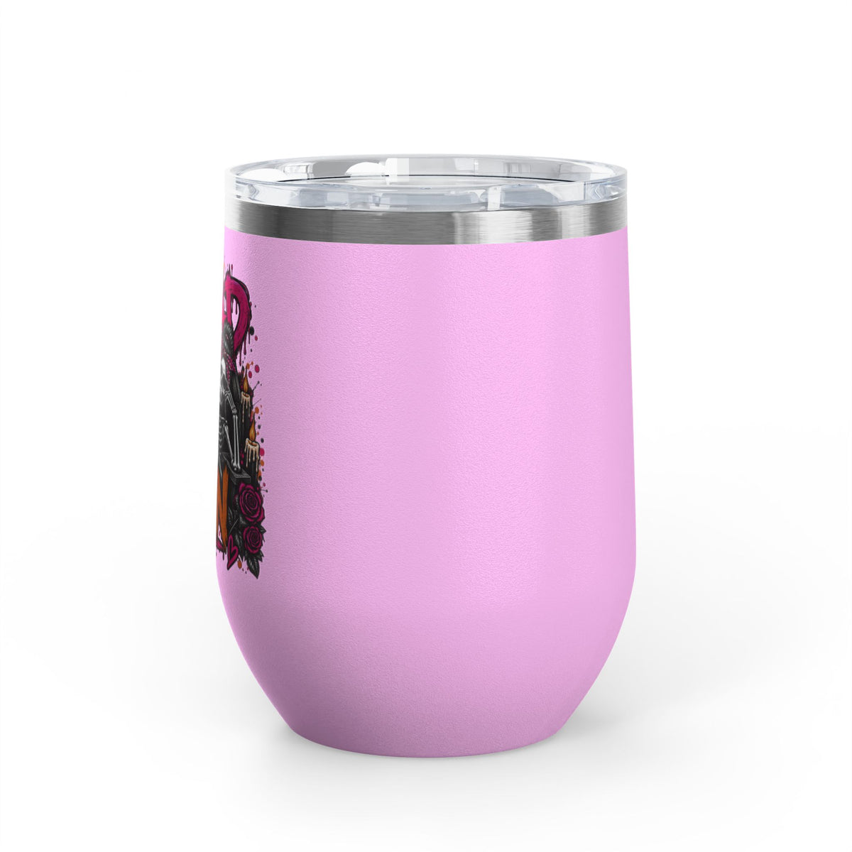 Too Dead To Give A Damn 12oz Wine Tumbler | Sarcastic Gothic Stainless Steel Cup by Subbin4Sanity