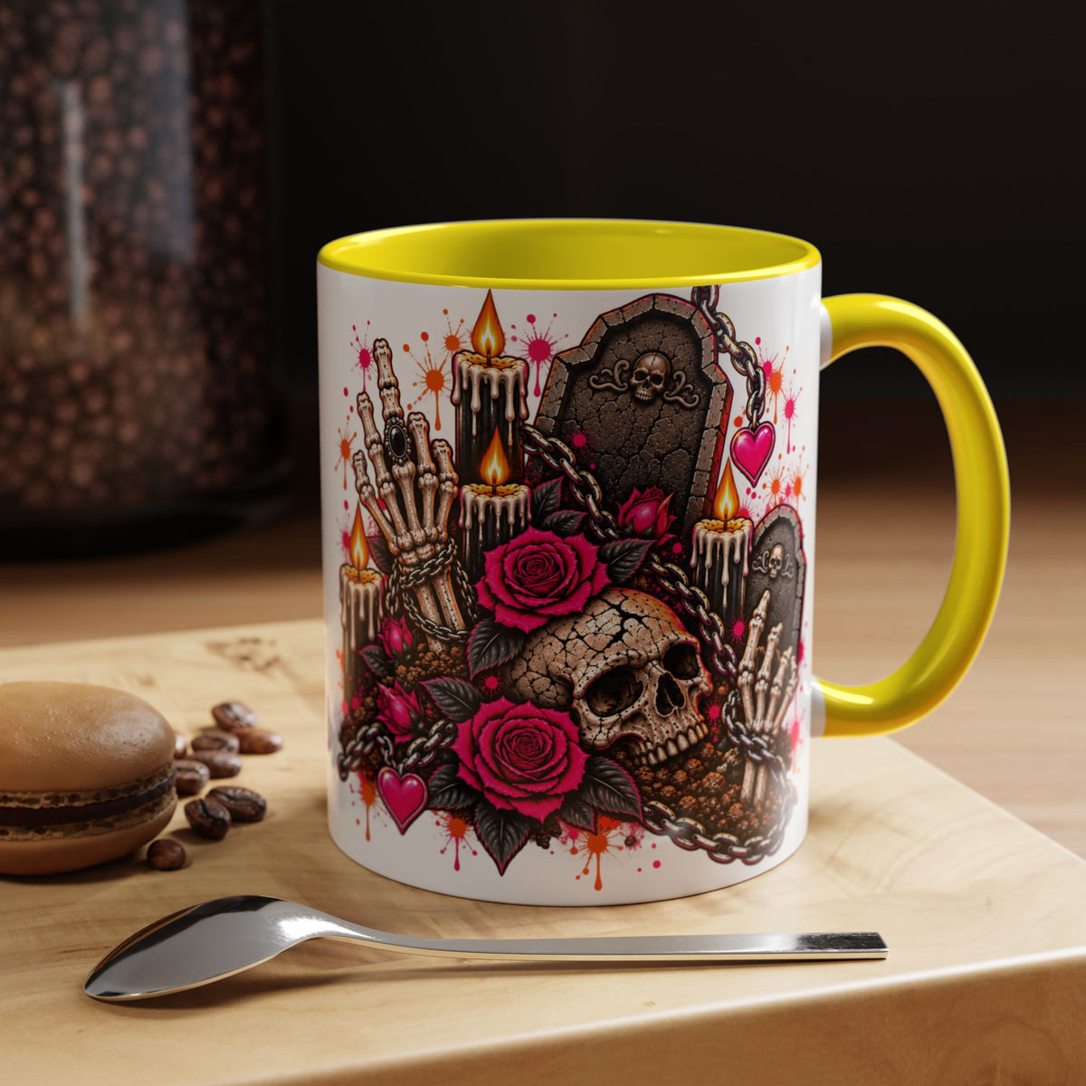 Dirt & Defiance Coffee Mug | Gothic Skull & Coffin Ceramic Mug by Subbin4Sanity