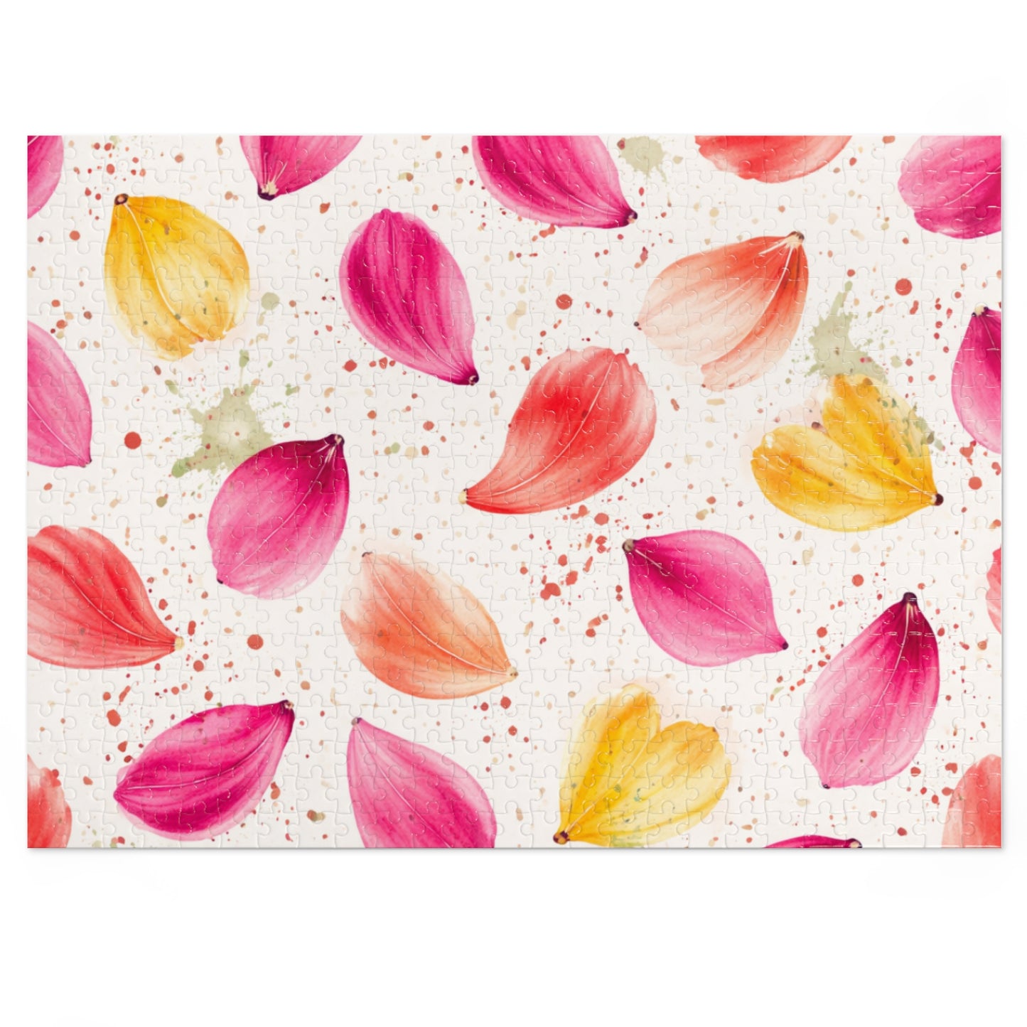 Watercolor Spring Petals Pattern – Splatter Bloom Collection – Puzzle & Tin Storage Box