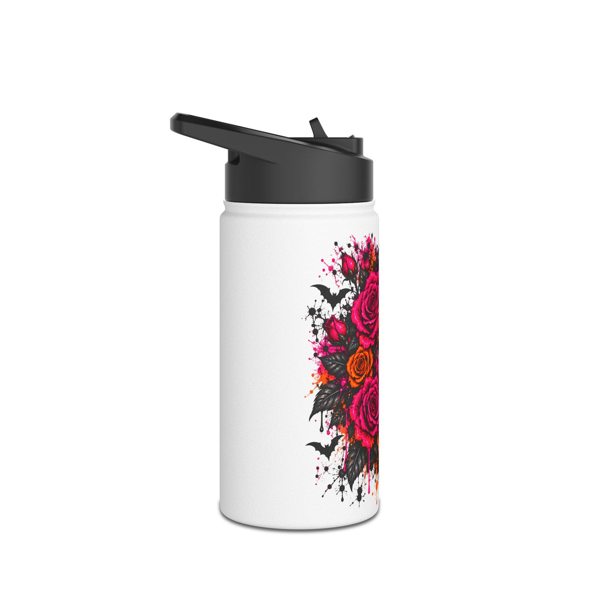 Deadly Blooms Stainless Steel Water Bottle | Gothic Floral Skull Insulated Bottle by Subbin4Sanity
