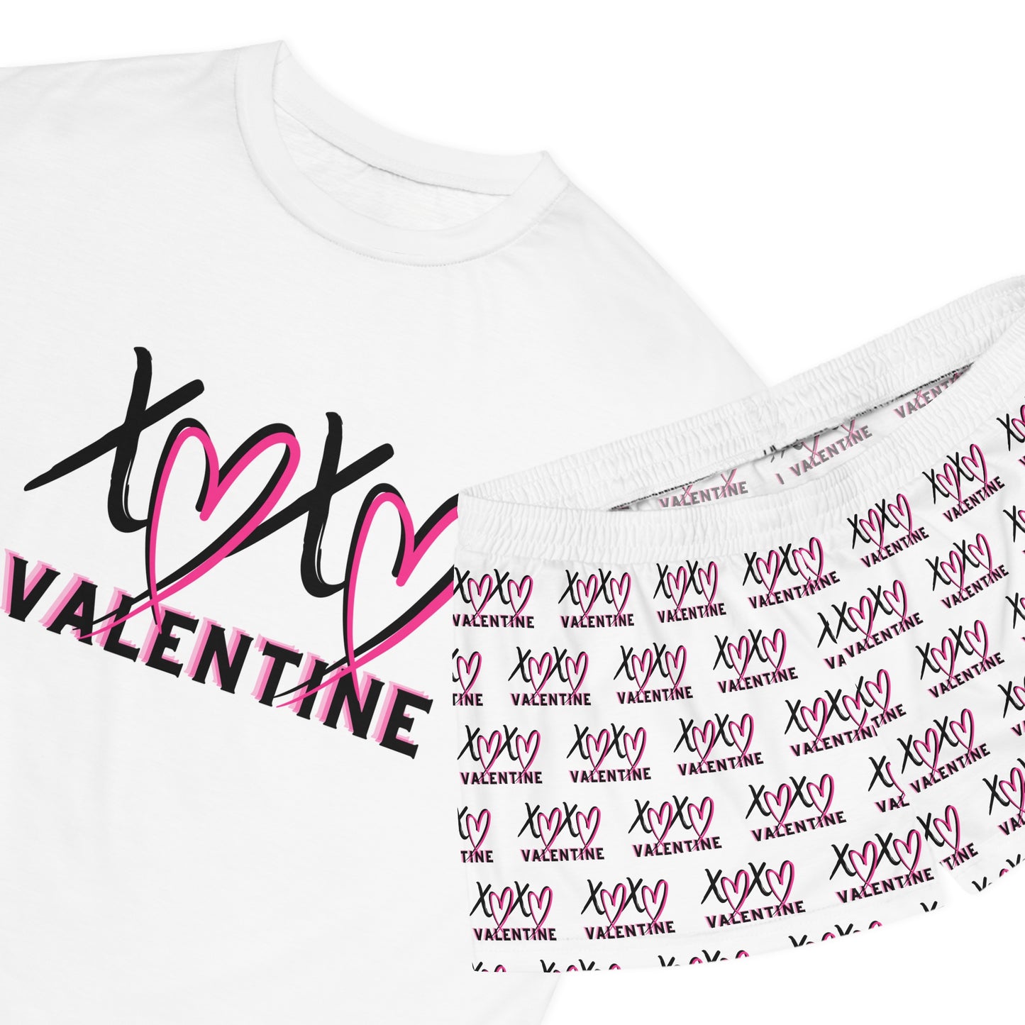 XOXO Valentine Pajama Set | Women’s Valentine Graphic Short Pajama Set by Subbin4Sanity