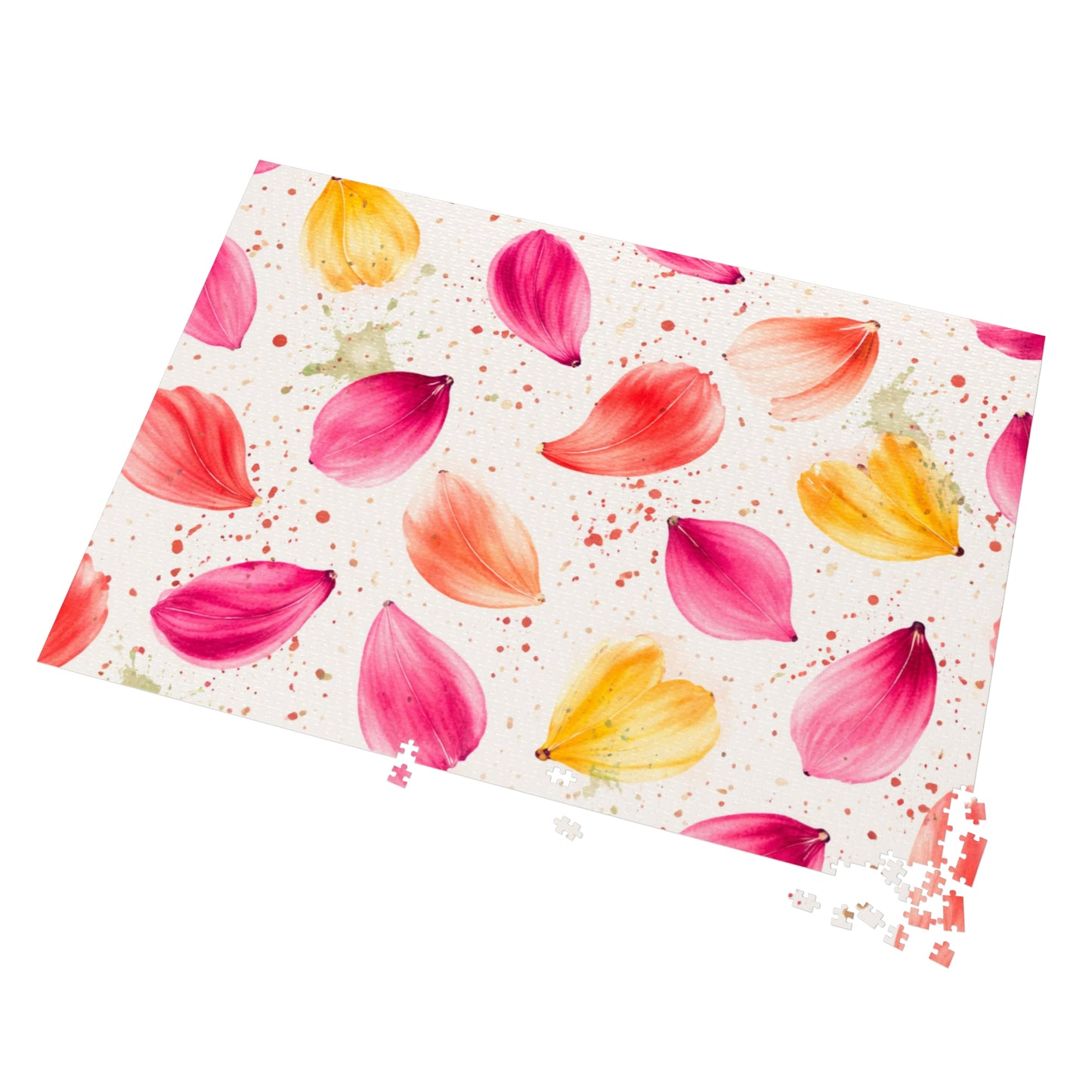 Watercolor Spring Petals Pattern – Splatter Bloom Collection – Puzzle & Tin Storage Box