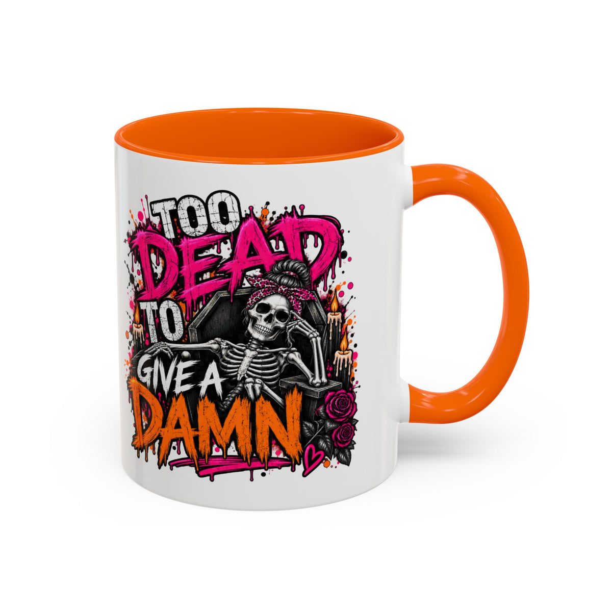 Too Dead To Give A Damn Coffee Mug | Sarcastic Gothic Ceramic Mug by Subbin4Sanity