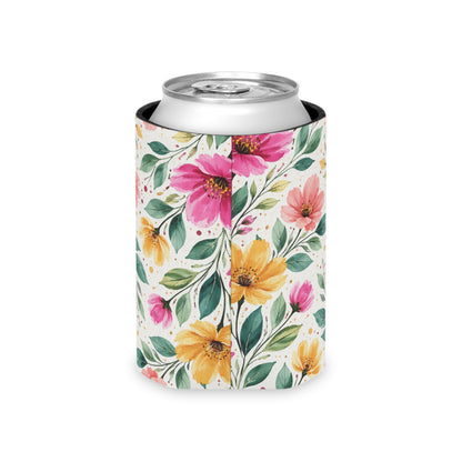 Watercolor Wildflower Garden Pattern – Splatter Bloom Collection – Lightweight Foam Grip Lined Koozie