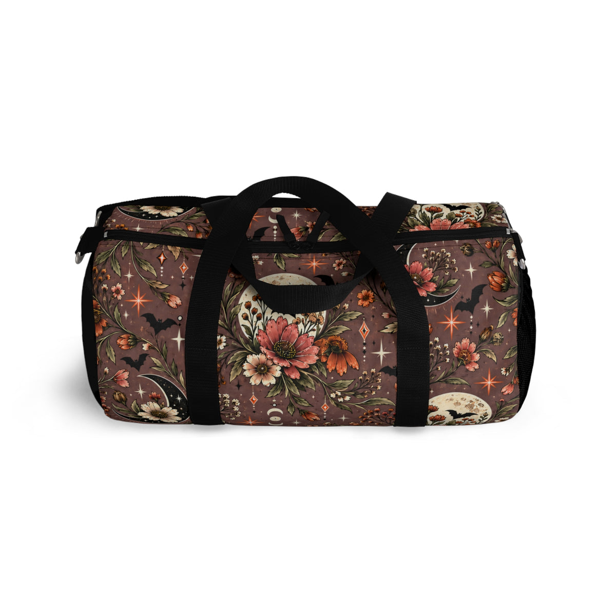 Midnight Wildflowers Duffel Bag | Boho Halloween Floral Celestial Travel Bag by Subbin4Sanity
