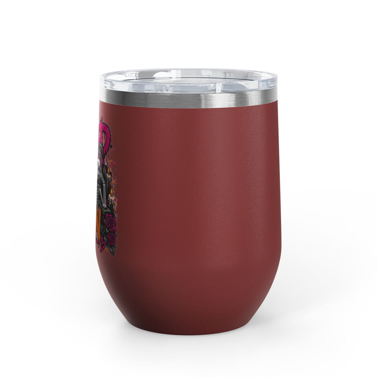 Too Dead To Give A Damn 12oz Wine Tumbler | Sarcastic Gothic Stainless Steel Cup by Subbin4Sanity