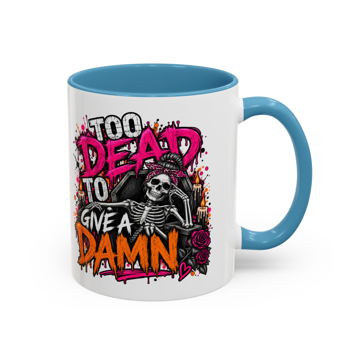 Too Dead To Give A Damn Coffee Mug | Sarcastic Gothic Ceramic Mug by Subbin4Sanity
