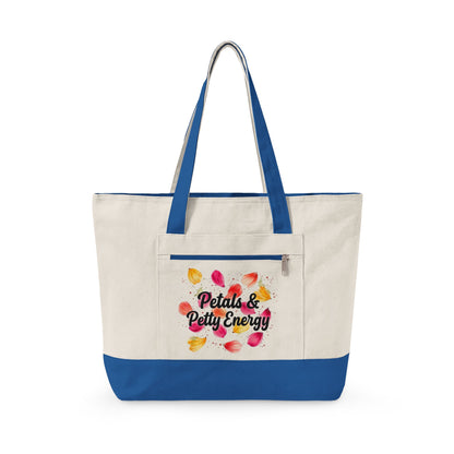 "Petals & Petty Energy" — Zippered Tote Bag