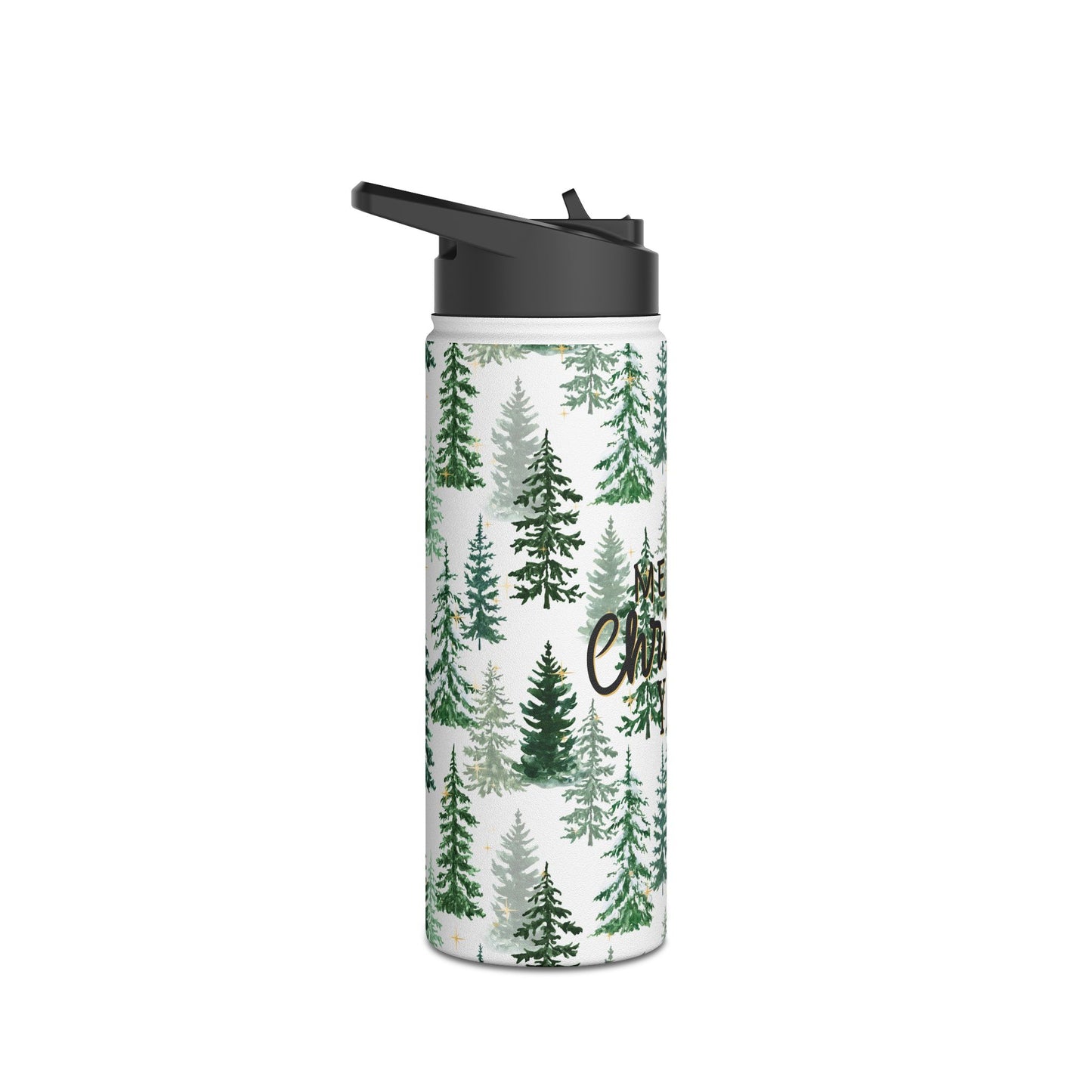 Merry Christmas Y'all Stainless Steel Water Bottle — Christmas Tree Design