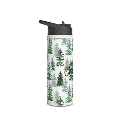 Merry Christmas Y'all Stainless Steel Water Bottle — Christmas Tree Design