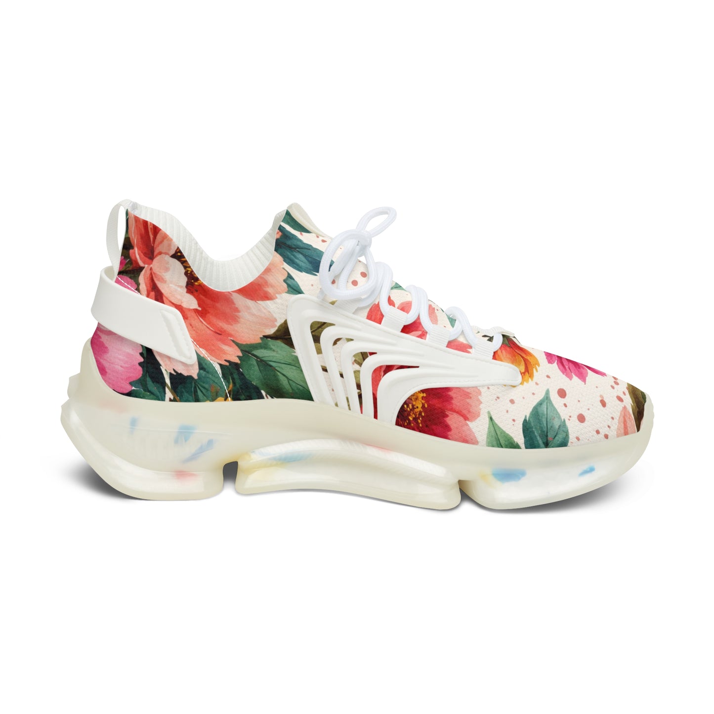 Electric Wildflower Garden Pattern – Splatter Bloom Collection — Lightweight Women's Breathable Athletic Mesh Sneakers
