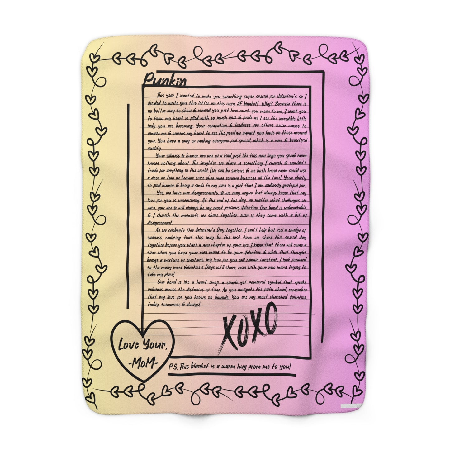 Custom Valentines Sherpa Fleece Blanket