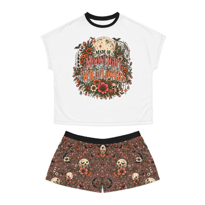 Even The Darkest Nights Make Something Bloom Pajama Set | Midnight Wildflowers Boho Halloween Sleepwear by Subbin4Sanity