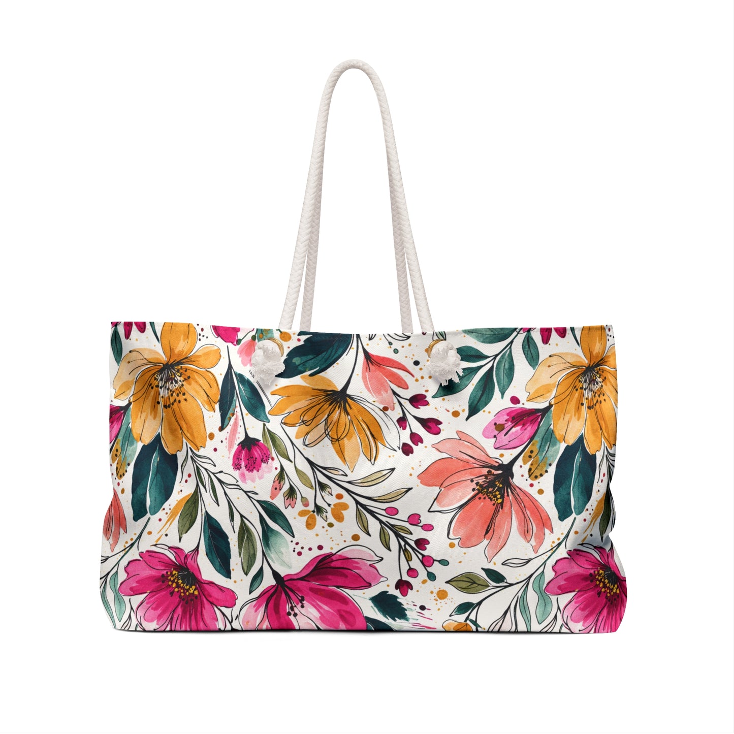 Modern Botanical Wildflower Pattern – Splatter Bloom Collection – Weekender Travel Tote Bag