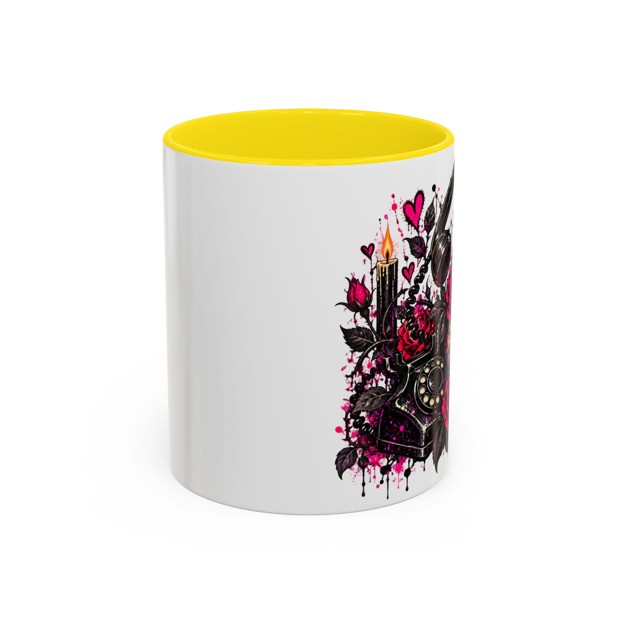 Karma’s Calling Coffee Mug | Gothic Skull & Telephone Ceramic Mug by Subbin4Sanity