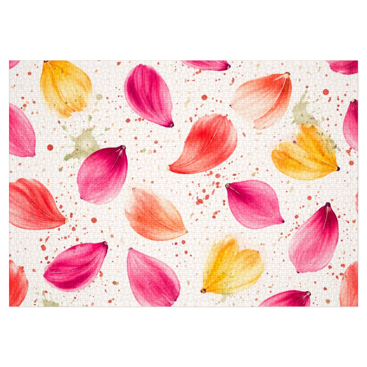 Watercolor Spring Petals Pattern – Splatter Bloom Collection – Puzzle & Tin Storage Box