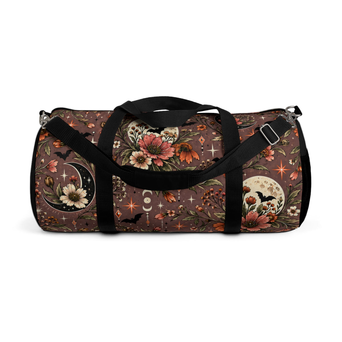 Midnight Wildflowers Duffel Bag | Boho Halloween Floral Celestial Travel Bag by Subbin4Sanity