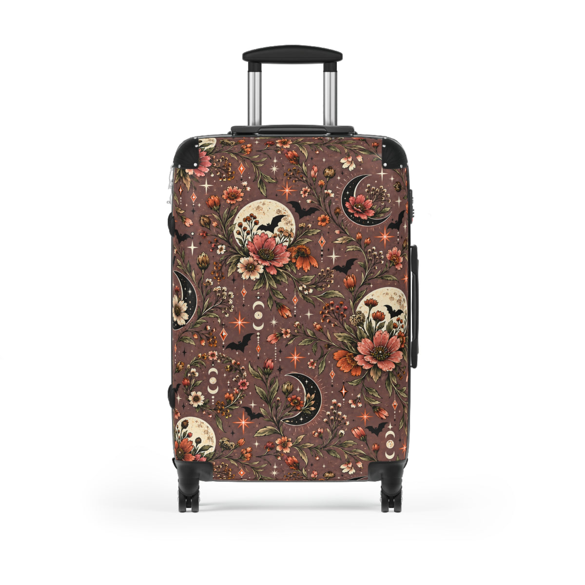 Midnight Wildflowers Suitcase | Boho Halloween Floral Luggage by Subbin4Sanity