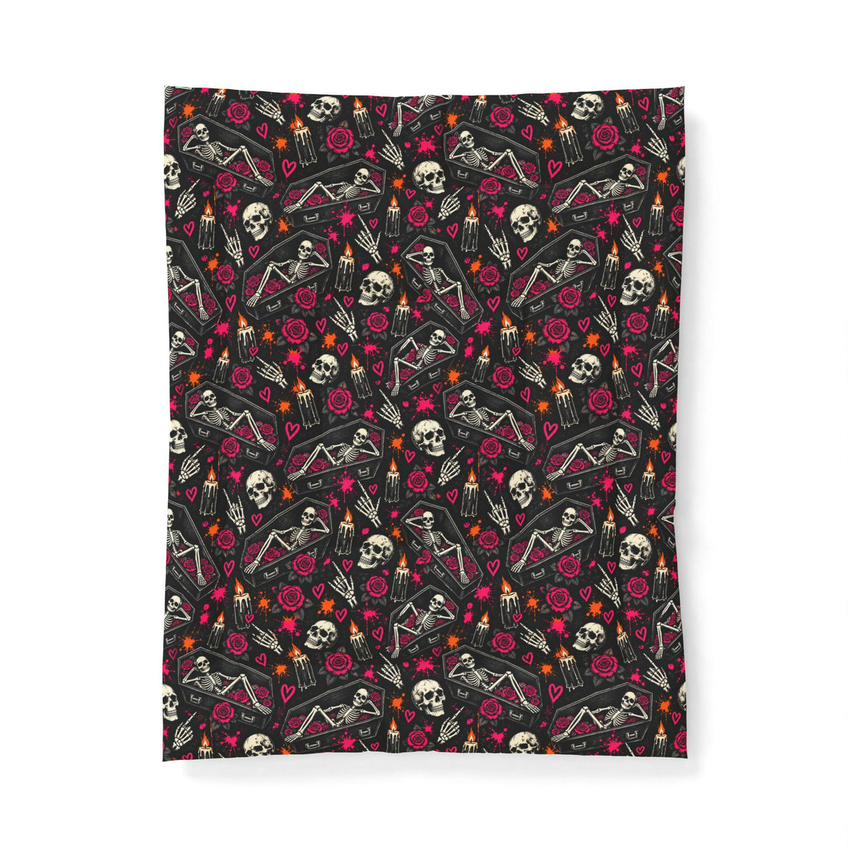 Dead & Unbothered Comforter | Gothic Halloween Bedding with Skeletons, Roses & Tombstones by Subbin4Sanity