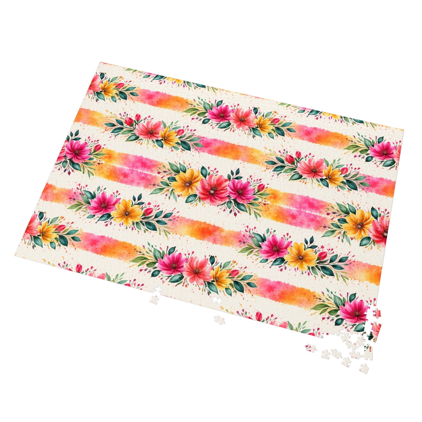 Wildflower Garden Stripe Pattern – Splatter Bloom Collection – Puzzle & Tin Storage Box