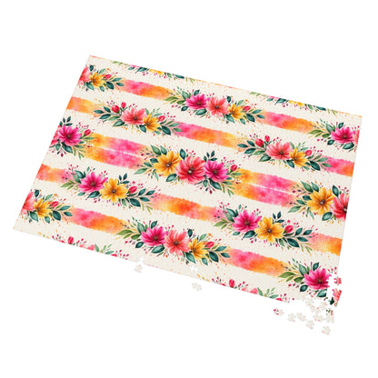 Wildflower Garden Stripe Pattern – Splatter Bloom Collection – Puzzle & Tin Storage Box