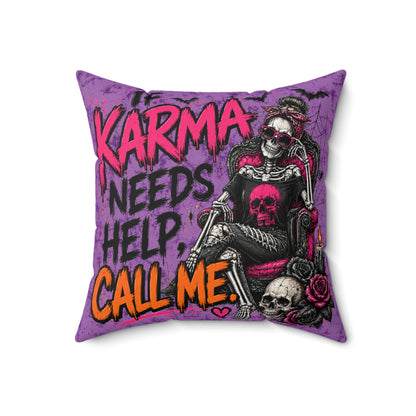 If Karma Needs Help, Call Me + Karma’s Calling Double-Sided Pillowcase & Insert | Gothic Halloween Decor by Subbin4Sanity