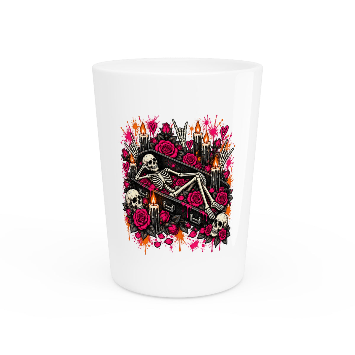 Dead & Unbothered Shot Glass | Gothic Skeleton Drinking Glass by Subbin4Sanity
