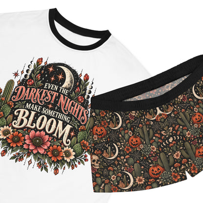 Even In The Darkest Nights We Are Meant To Bloom Pajama Set | Desert Eclipse Boho Halloween Sleepwear by Subbin4Sanity
