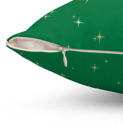 Christmas green Pillowcase & Pillow Insert with star pattern "merry christmas yall"