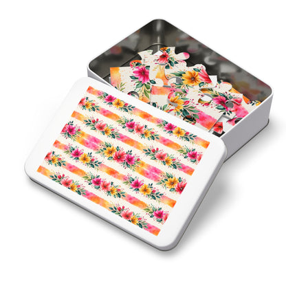 Wildflower Garden Stripe Pattern – Splatter Bloom Collection – Puzzle & Tin Storage Box