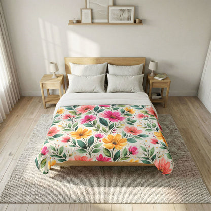Watercolor Wildflower Garden Pattern – Splatter Bloom Collection – Comforter