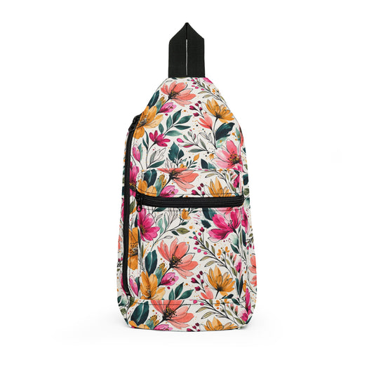 Modern Botanical Wildflower Pattern – Splatter Bloom Collection – Crossbody Sling Bag