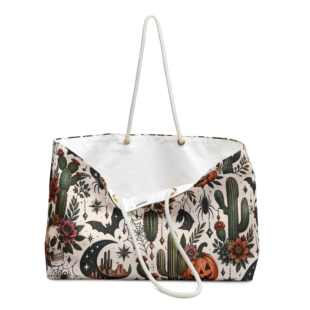 Desert Moonlight Weekender Bag | Boho Halloween Cactus & Floral Travel Tote by Subbin4Sanity