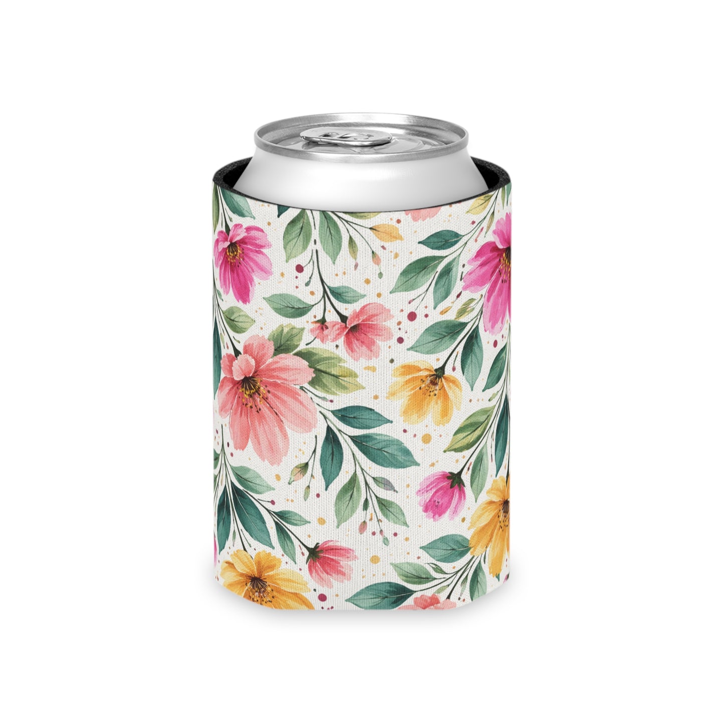 Watercolor Wildflower Garden Pattern – Splatter Bloom Collection – Lightweight Foam Grip Lined Koozie