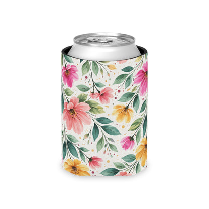 Watercolor Wildflower Garden Pattern – Splatter Bloom Collection – Lightweight Foam Grip Lined Koozie