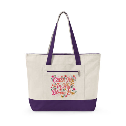 "Catch Me In My Bloom Era" — Zippered Tote Bag