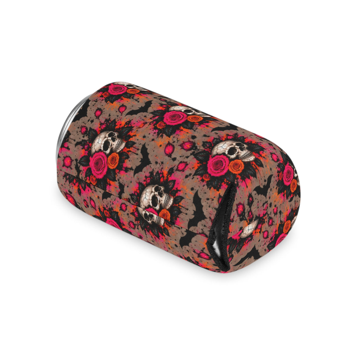 Deadly Blooms Pattern Foam Grip Koozie | Gothic Floral Skull Can Cooler by Subbin4Sanity