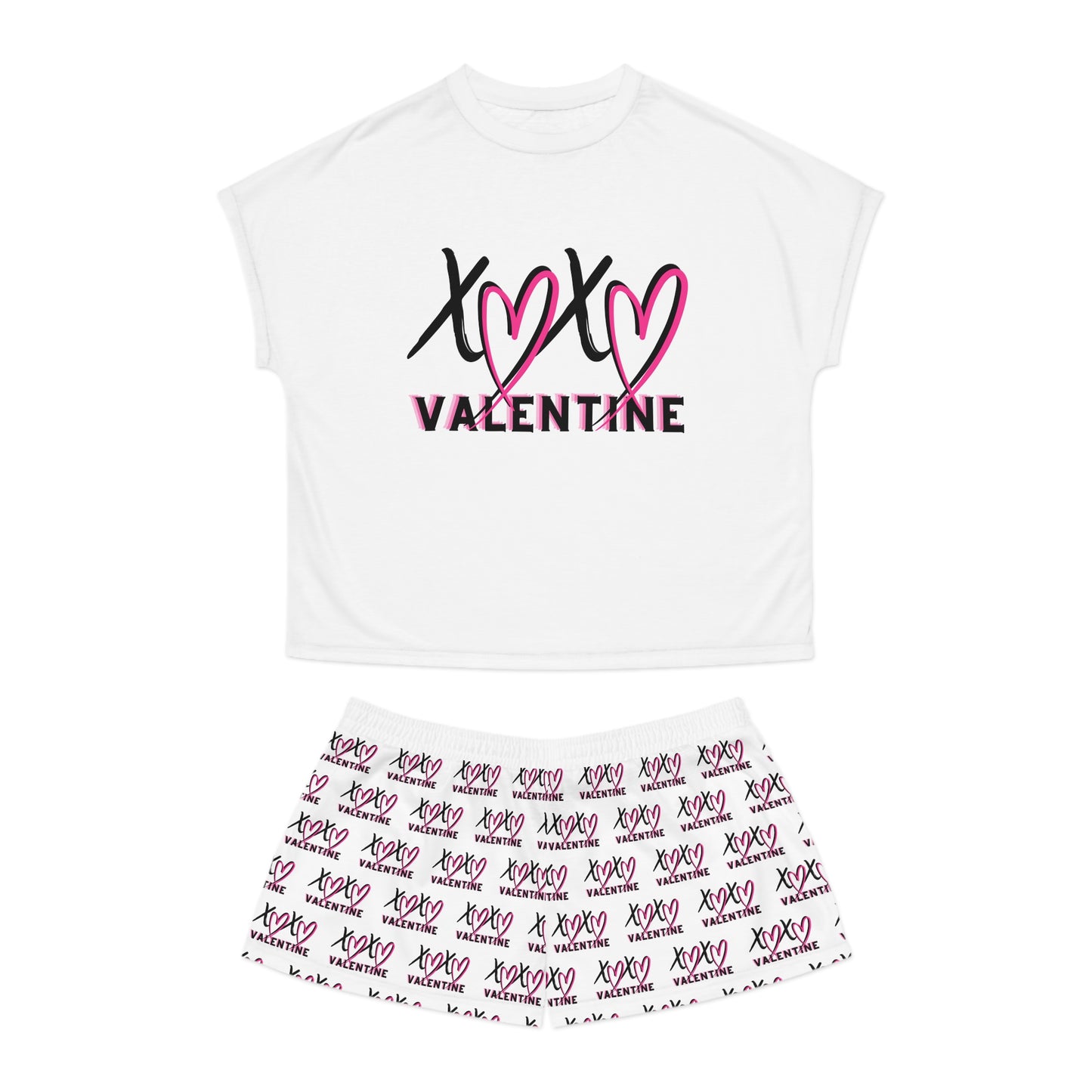 XOXO Valentine Pajama Set | Women’s Valentine Graphic Short Pajama Set by Subbin4Sanity