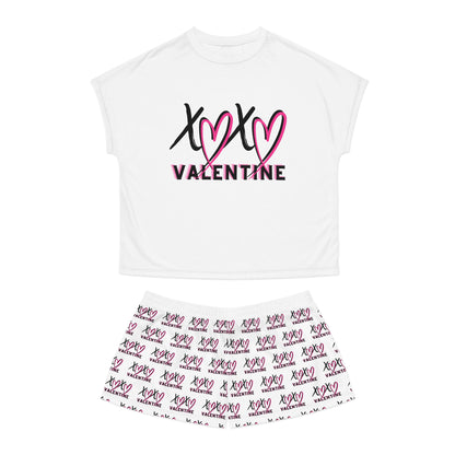 XOXO Valentine Pajama Set | Women’s Valentine Graphic Short Pajama Set by Subbin4Sanity