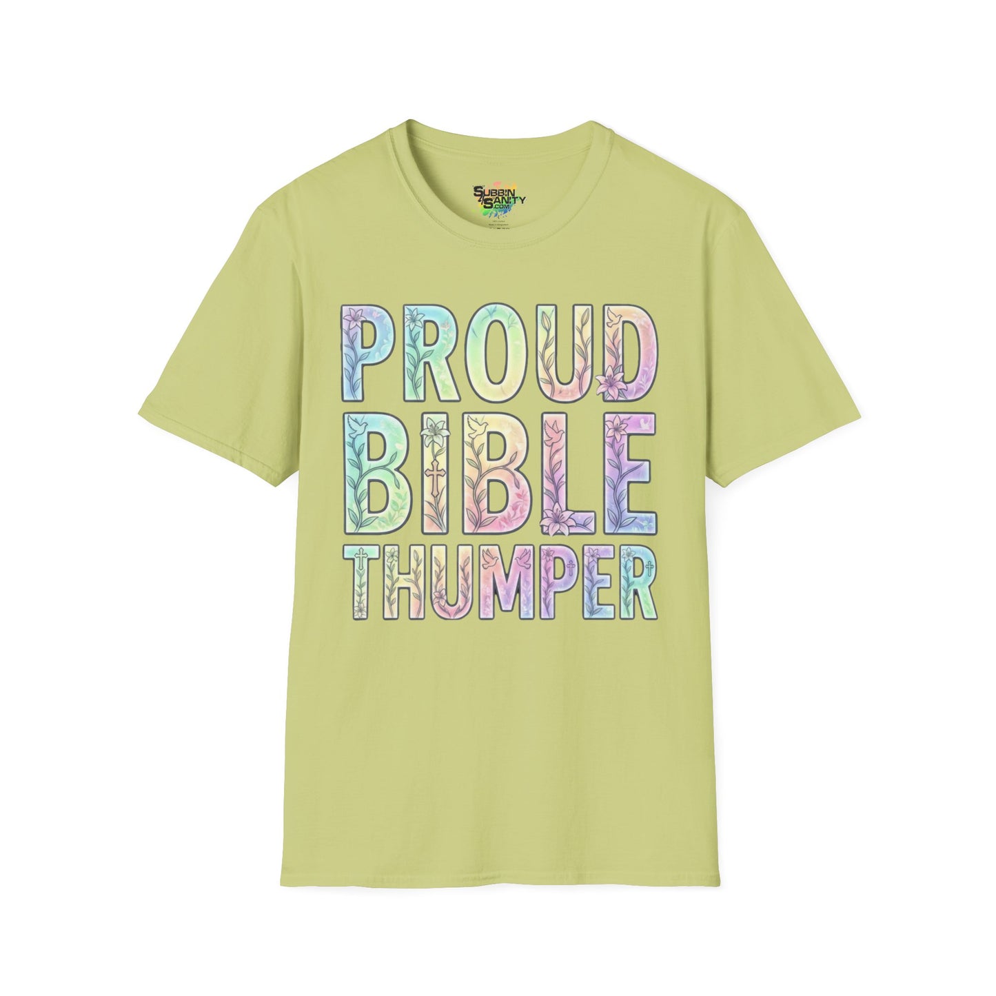 Proud Bible Thumper Pastel Rainbow Easter Faith Unisex Soft Style T-Shirt