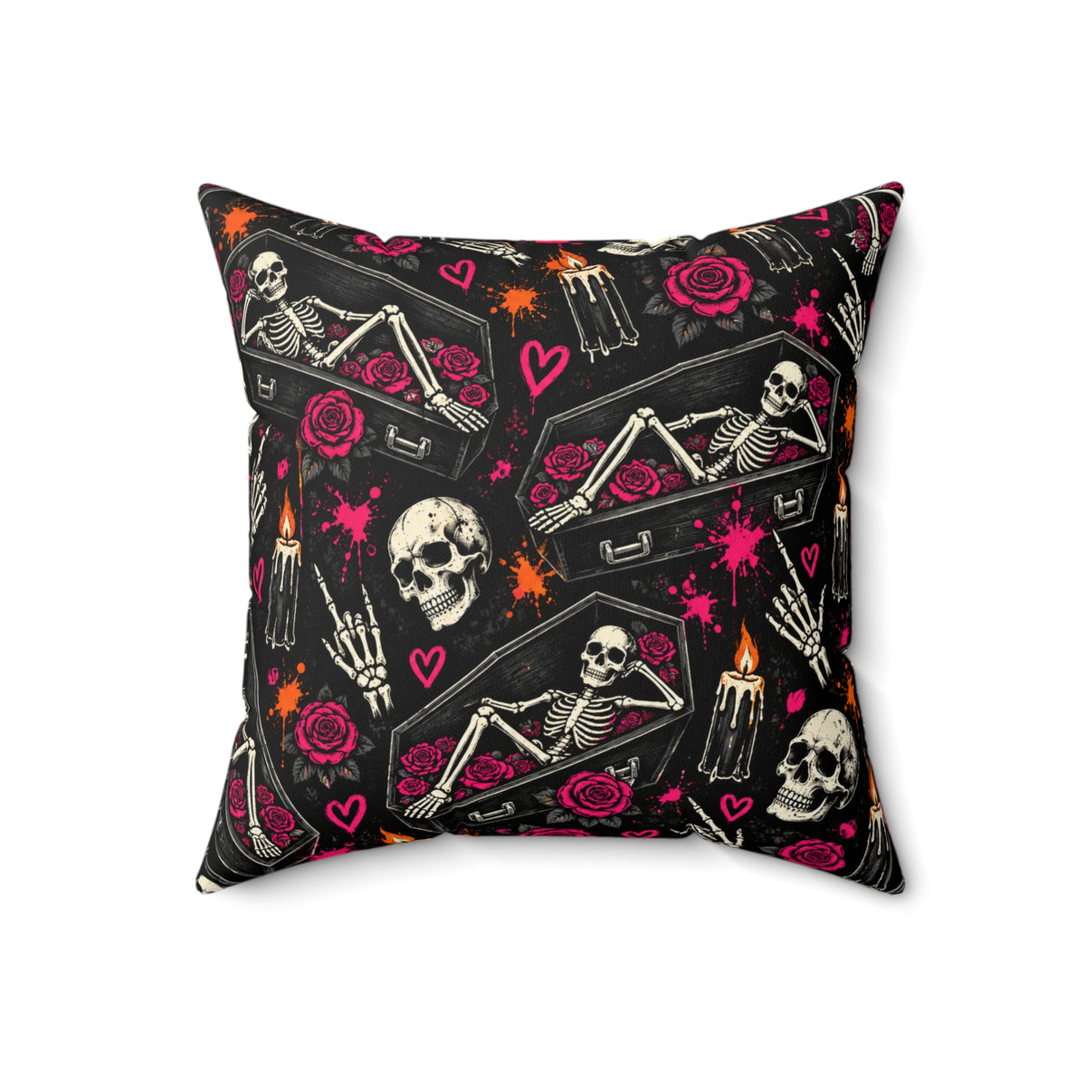 Too Dead To Give A Damn Double-Sided Pillowcase & Insert | Gothic Halloween Decor by Subbin4Sanity