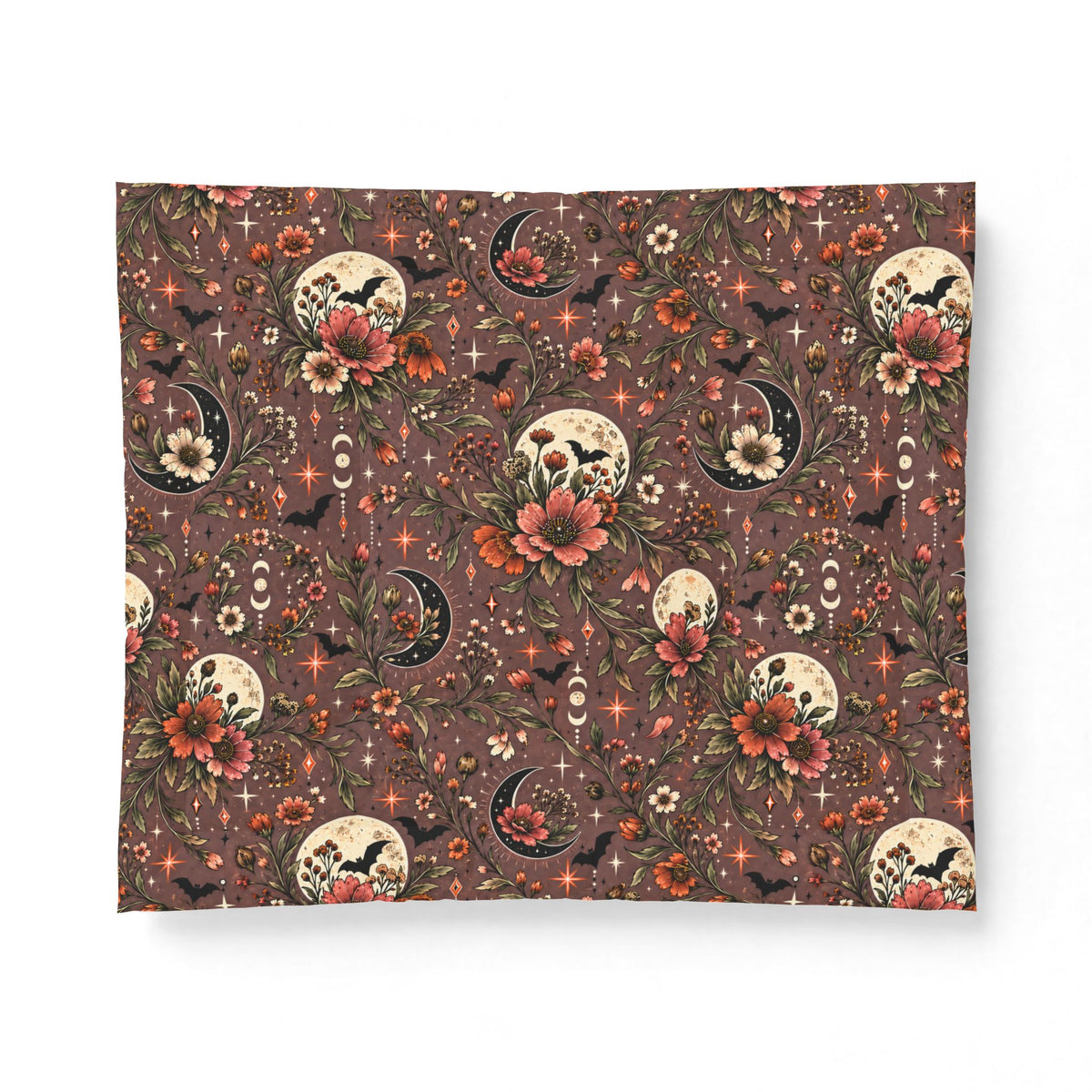 Midnight Wildflowers Comforter | Boho Celestial Floral Halloween Bedding by Subbin4Sanity