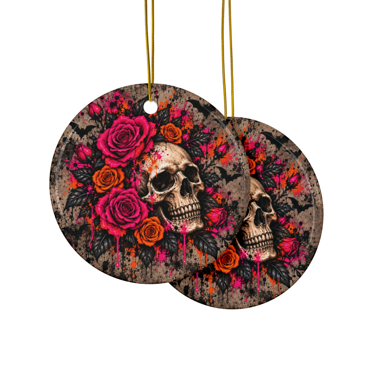 Deadly Blooms Ceramic Ornament | Gothic Halloween Ornament & Holiday Gift Tag by Subbin4Sanity